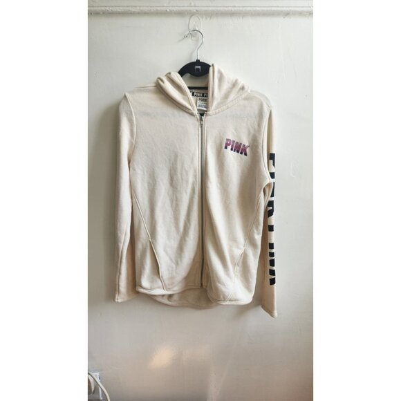Victoria's Secret PINK Cream Purple Ombre Logo French Terry Full Zip Hoodie XS - Picture 2 of 6